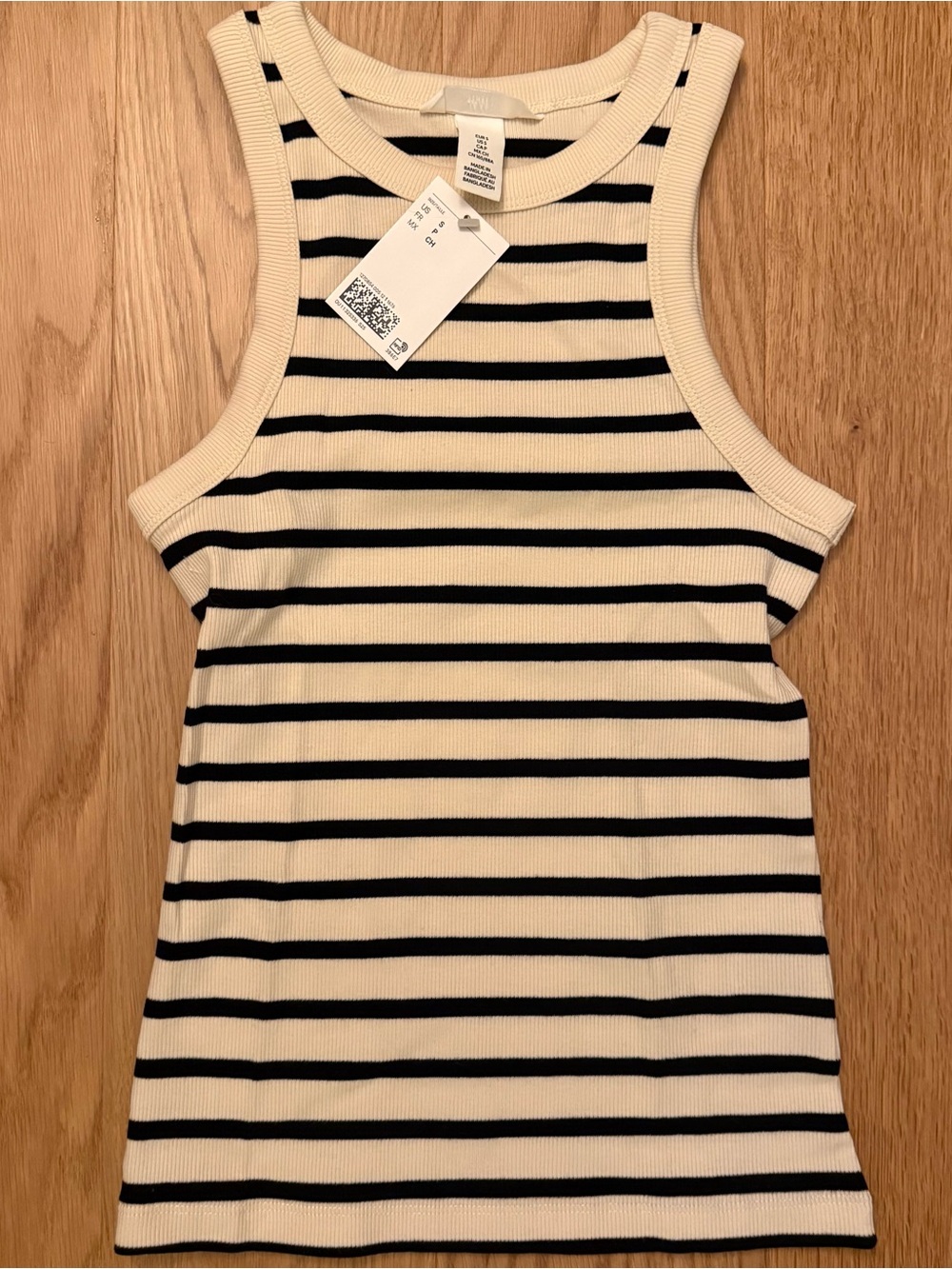 H&M black and white striped tank top size S